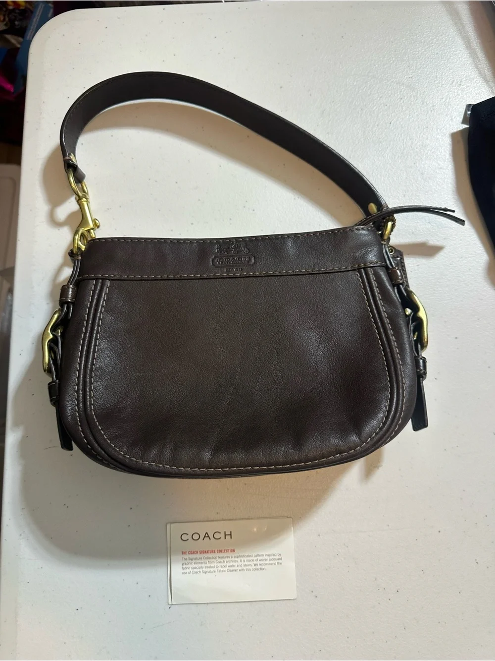 COACH Zoe Y2K Vintage Small Mini Hobo Shoulder Bag Purse Brown Leather